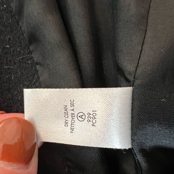 Calvin Klein Black Asymmetric Zip Wool Blend Spread Collar Moto Jacket Size 12 - Picture 9 of 10